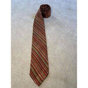 Vintage Eddie Jacobs LTD Tie Mens One Size Burgundy Green Striped Hutzler's